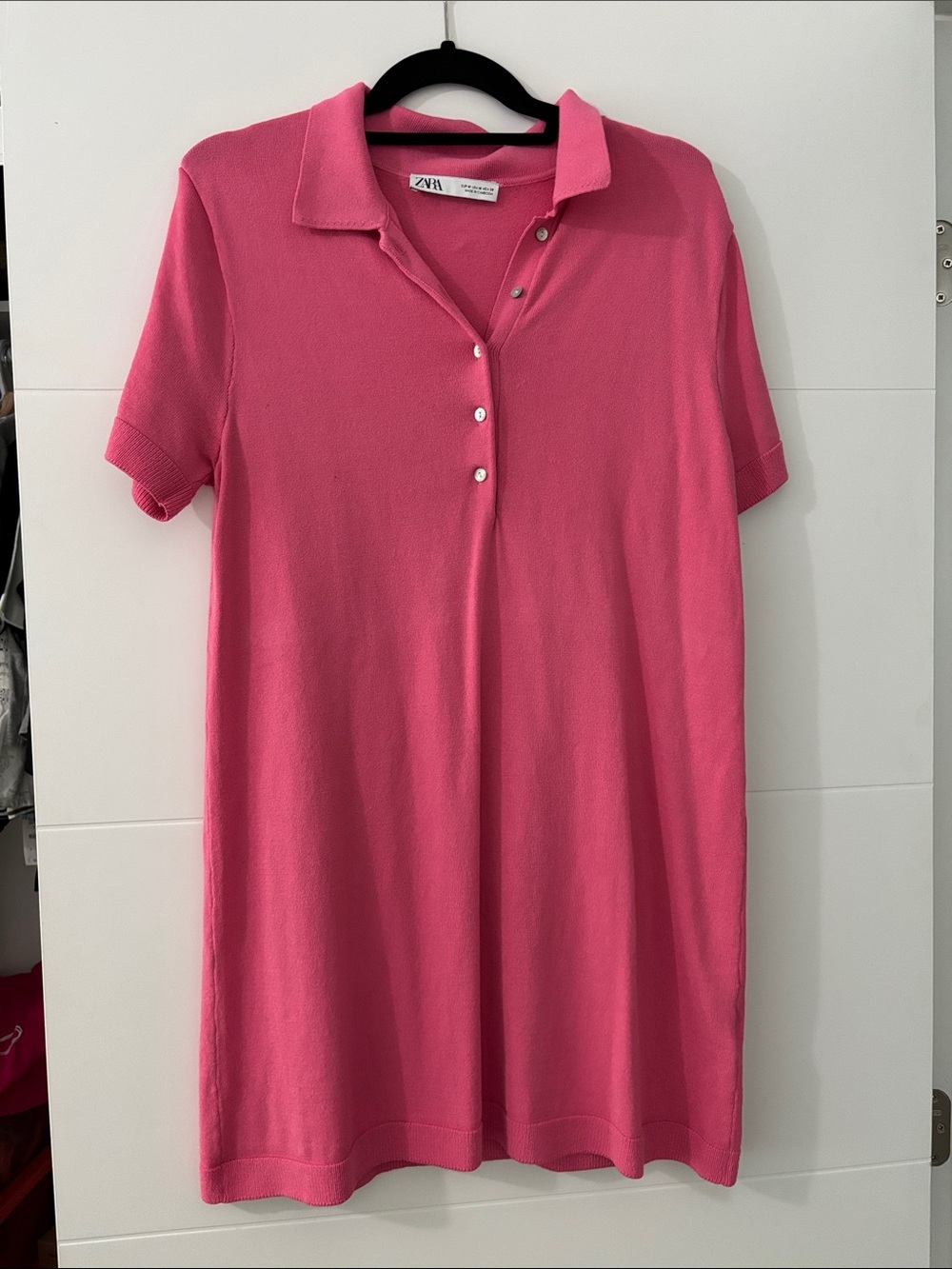 Zara Pink Collared Knit Dress with button down front